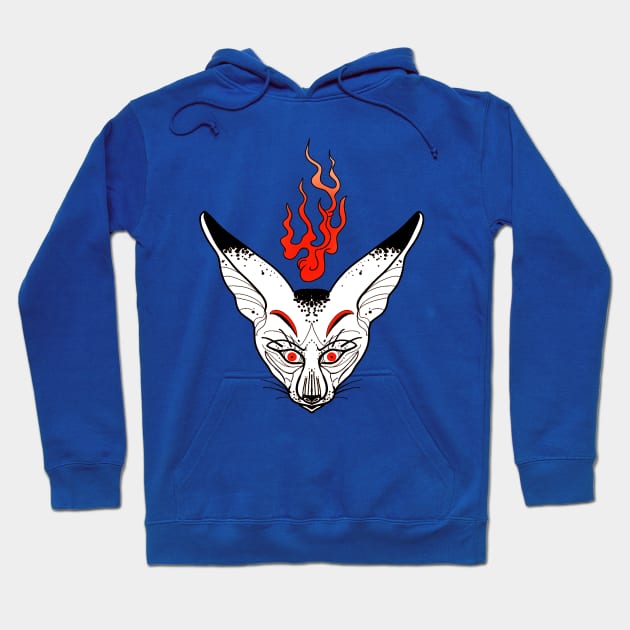 Funky graphic linework: white fennec fox by blacklinesw9 Hoodie by Blacklinesw9